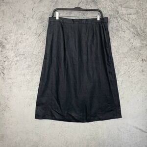 L.L. Bean Linen Black Midi Skirt 14 Minimalist Lagom Lagenlook Capsule Wardrobe